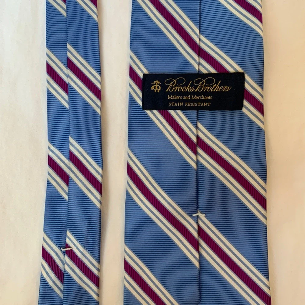 Men’s Blue Striped Brooks Brothers Tie - Picture 3 of 4